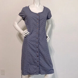 The Territory Ahead Eyelet Gray Blue Short Sleeve Scoop Neck Dress Size 12